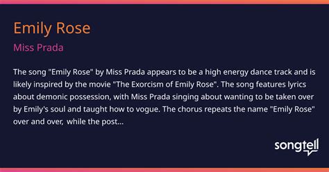 The Meaning Behind The Song: Emily Rose by Miss Prada